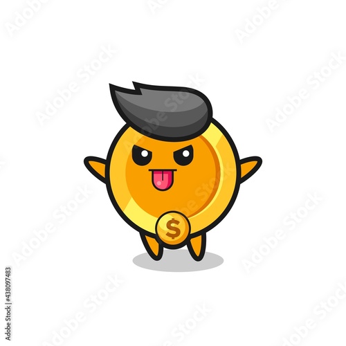 naughty dollar currency coin character in mocking pose