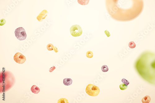 Colourful ring cereals flying