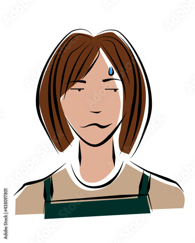 冷や汗を流す女性のイラスト