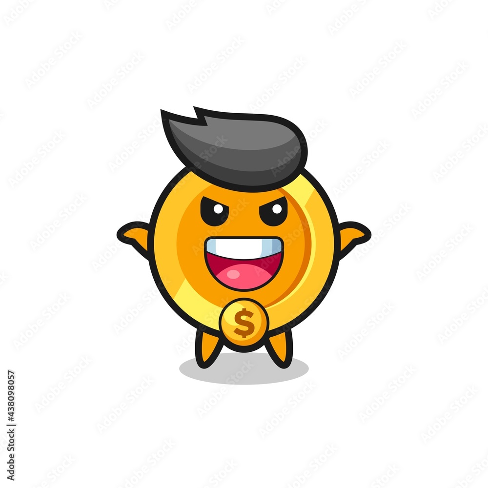 Obraz premium the illustration of cute dollar currency coin doing scare gesture