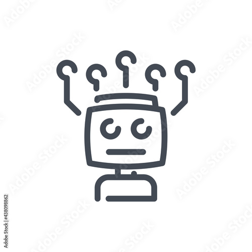 Bot with artificial intelligence network line icon. Robot head with connection vector outline sign.