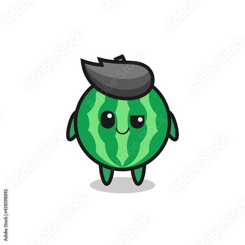 watermelon cartoon with an arrogant expression