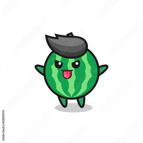 naughty watermelon character in mocking pose
