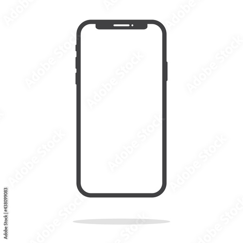 Smartphone realistic mockup. Mobile phone frame with blank display, front view.