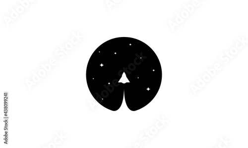 night space with rocket logo symbol vector icon illustration graphic design