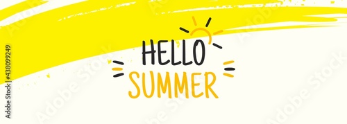 Hello Summer typography design. Special offer discount big sale web banner. Mobile Digital display promotion for social media or website