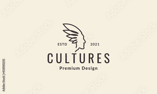 head hipster Indian tribes logo symbol vector icon illustration graphic design