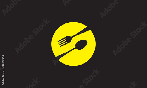 circle negative space with spoon fork logo symbol vector icon illustration graphic design