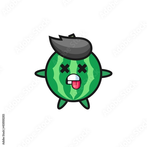 character of the cute watermelon with dead pose