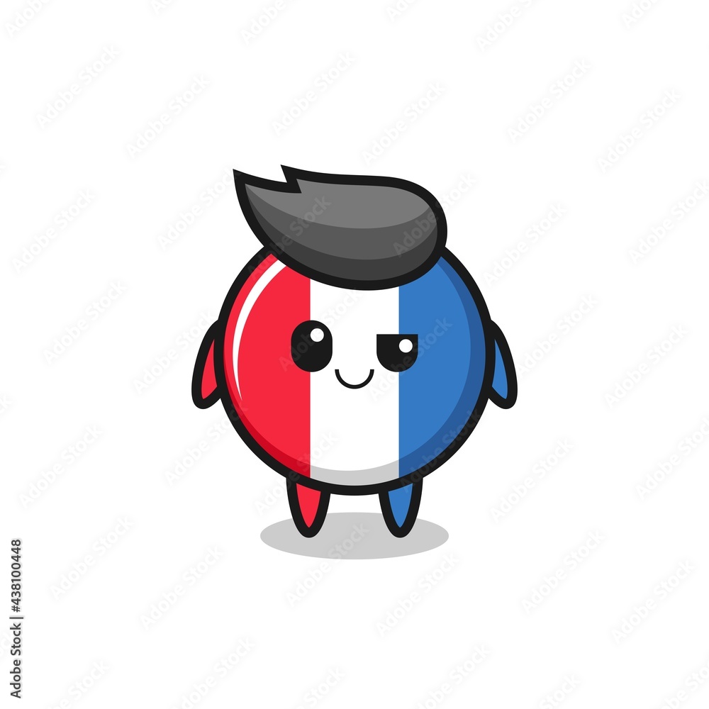 france flag badge cartoon with an arrogant expression