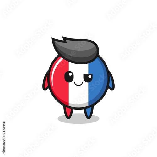 france flag badge cartoon with an arrogant expression