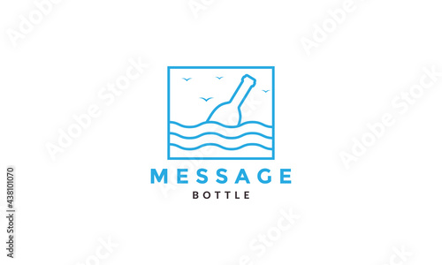 abstract bottle message line with water logo vector icon illustration design