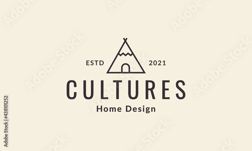 lines hipster tent camp indian logo vector icon illustration design