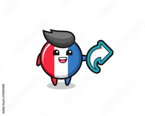 cute france flag badge hold social media share symbol