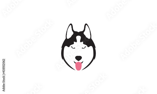 modern cute head dog siberian husky logo vector icon illustration design