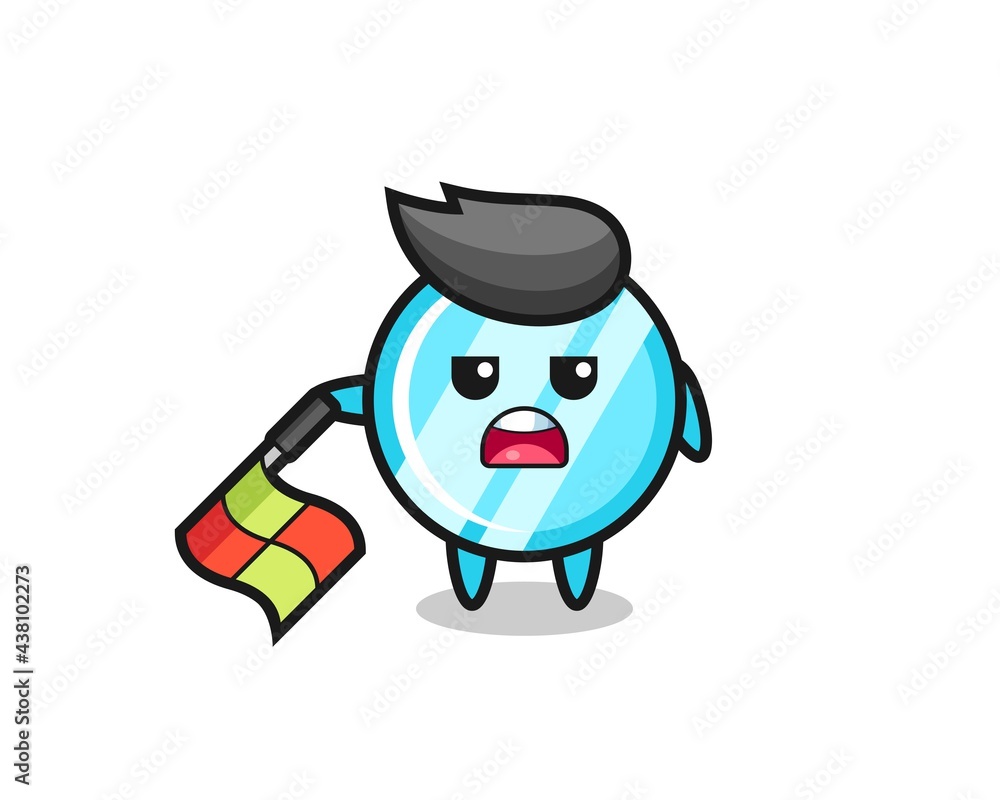 mirror character as line judge hold the flag down at a 45 degree angle mirror character as line judge hold the flag down at a 45 degree angle