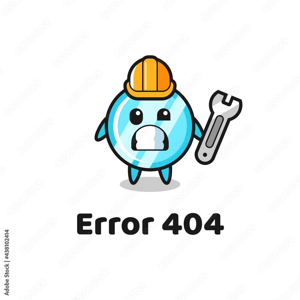 error 404 with the cute mirror mascot