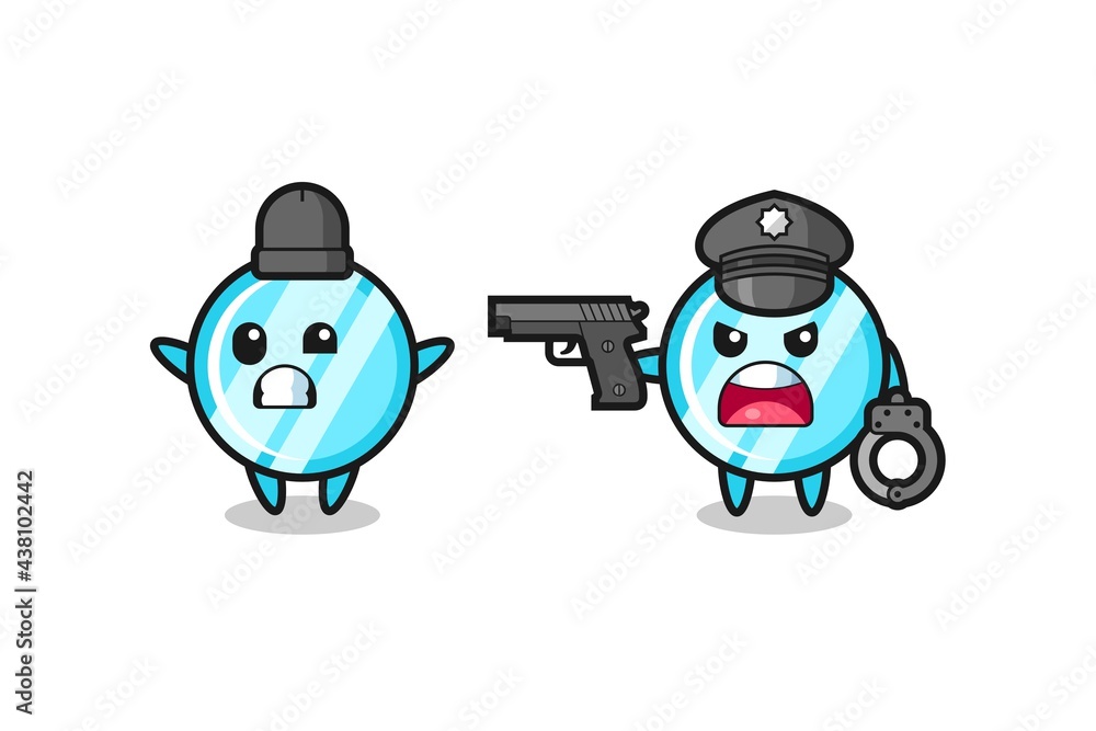 illustration of mirror robber with hands up pose caught by police illustration of mirror robber with hands up pose caught by police