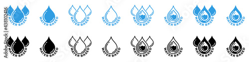 Conceptual stamps for product packaging. Sign - water-based. Information sticker. Vector elements