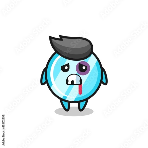 injured mirror character with a bruised face