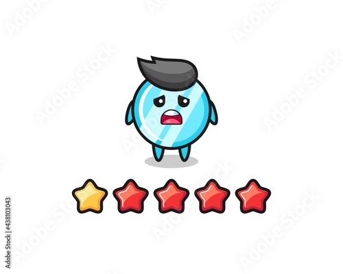 the illustration of customer bad rating, mirror cute character with 1 star © heriyusuf