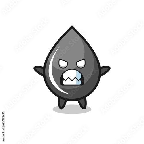 wrathful expression of the oil drop mascot character