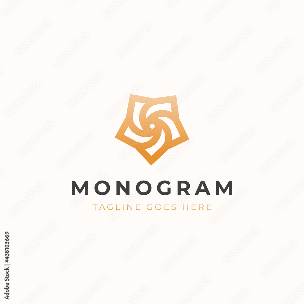 Leaf Monogram Concept Logo Template Vector Illustration Leaf Monogram Concept Logo Template Vector Illustration