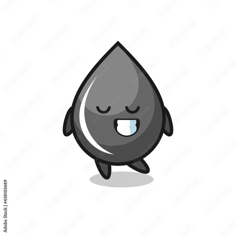 oil drop cartoon illustration with a shy expression