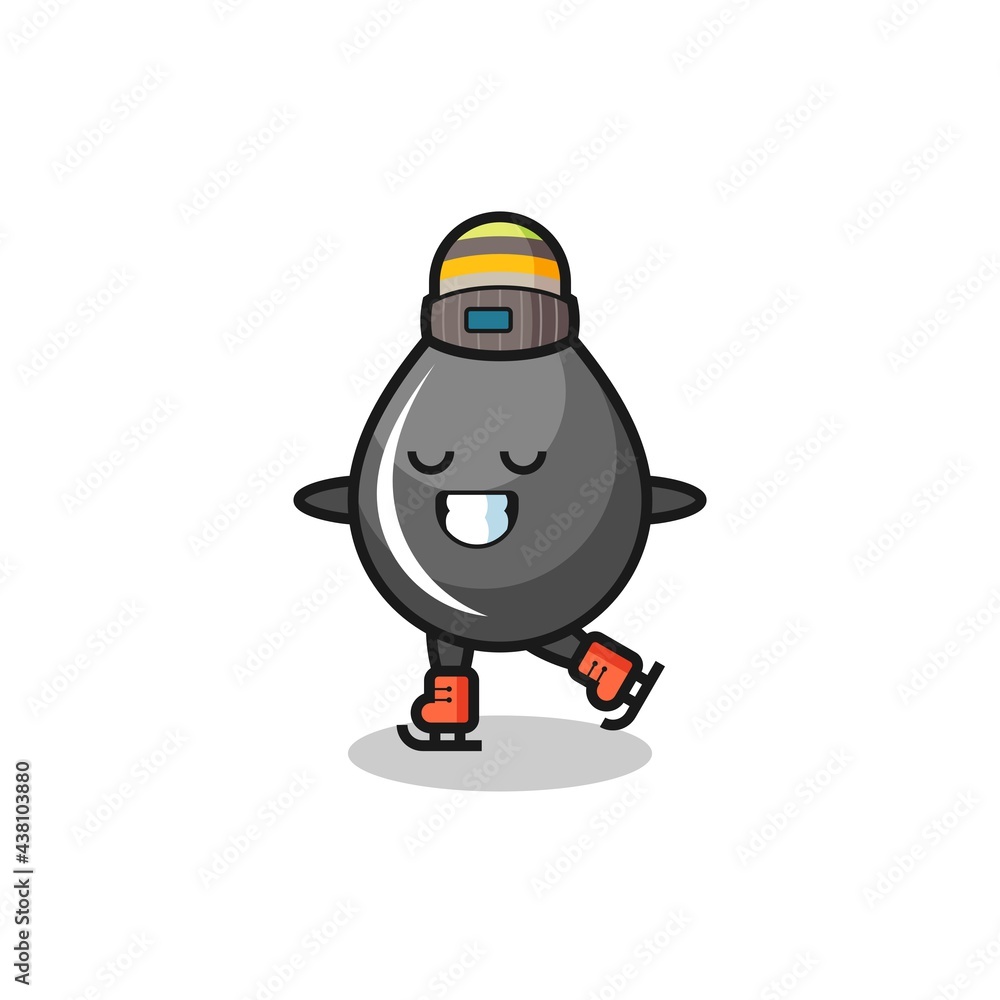 oil drop cartoon as an ice skating player doing perform oil drop cartoon as an ice skating player doing perform