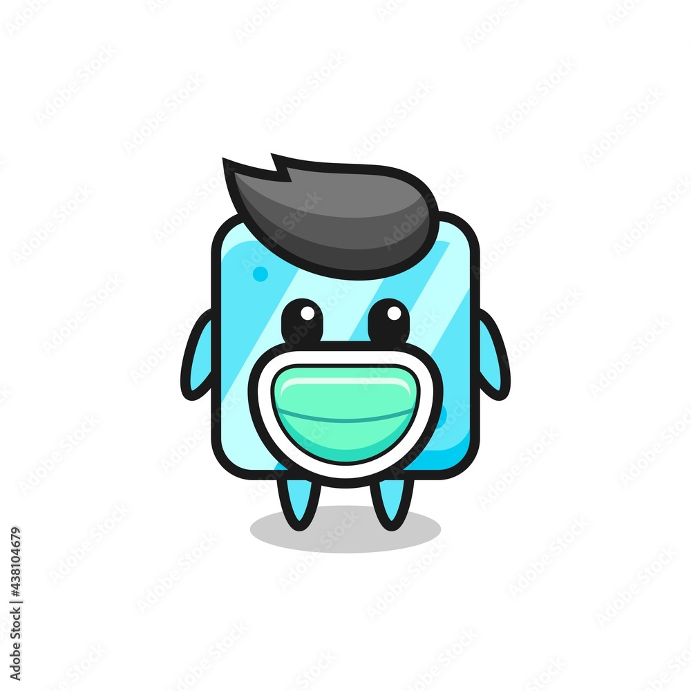 cute ice cube cartoon wearing a mask cute ice cube cartoon wearing a mask