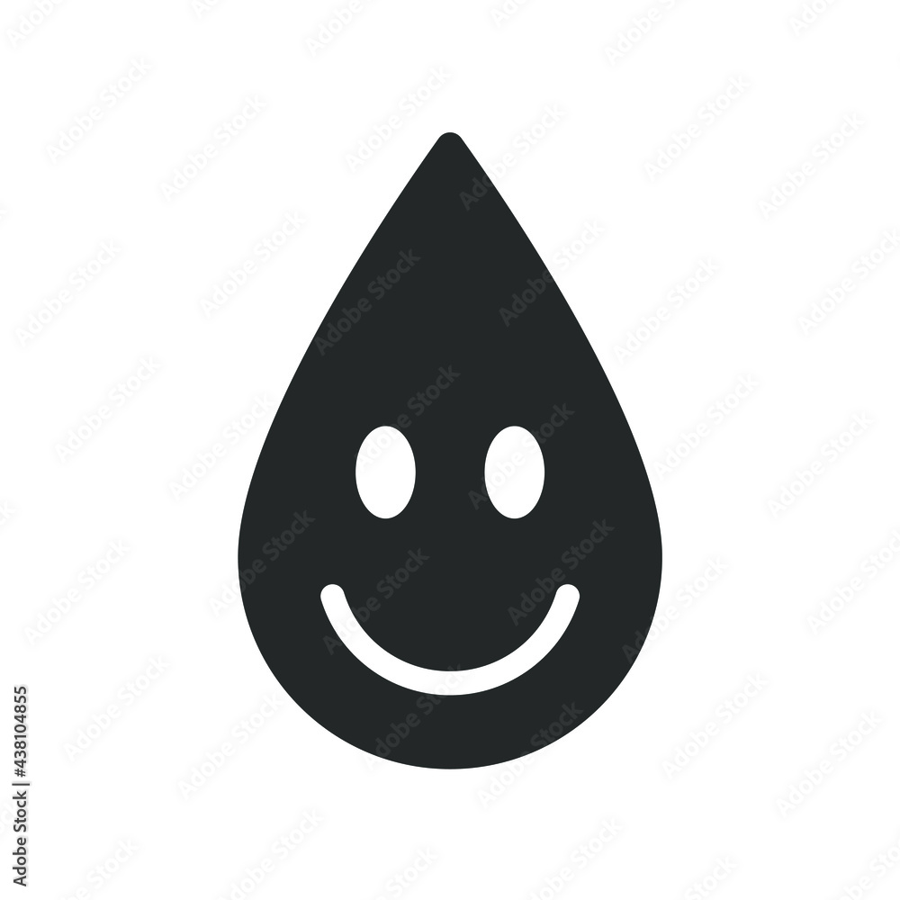 Smiling drop shape icon. Happy raindrop symbol sign. Smile face emotion expression. Droplet logo. Isolated on white background. Smiling drop shape icon. Happy raindrop symbol sign. Smile face emotion expression. Droplet logo. Isolated on white background.