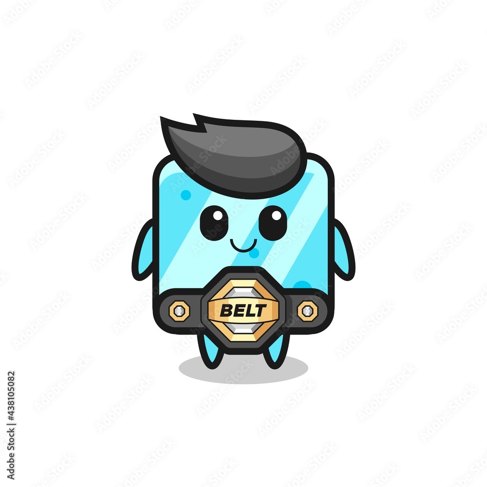 the MMA fighter ice cube mascot with a belt the MMA fighter ice cube mascot with a belt