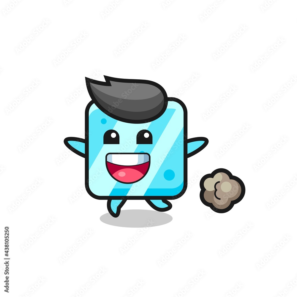 the happy ice cube cartoon with running pose the happy ice cube cartoon with running pose