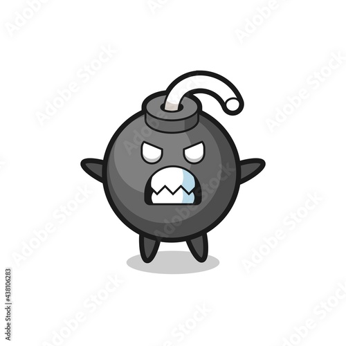 wrathful expression of the bomb mascot character
