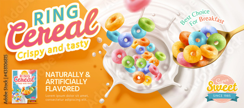 Foto Colorful ring cereal banner ad
