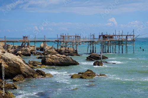 Trabocco, traditional construction for fishing, so-called trabocchi coast, adriatic sea, in italy, abruzzo