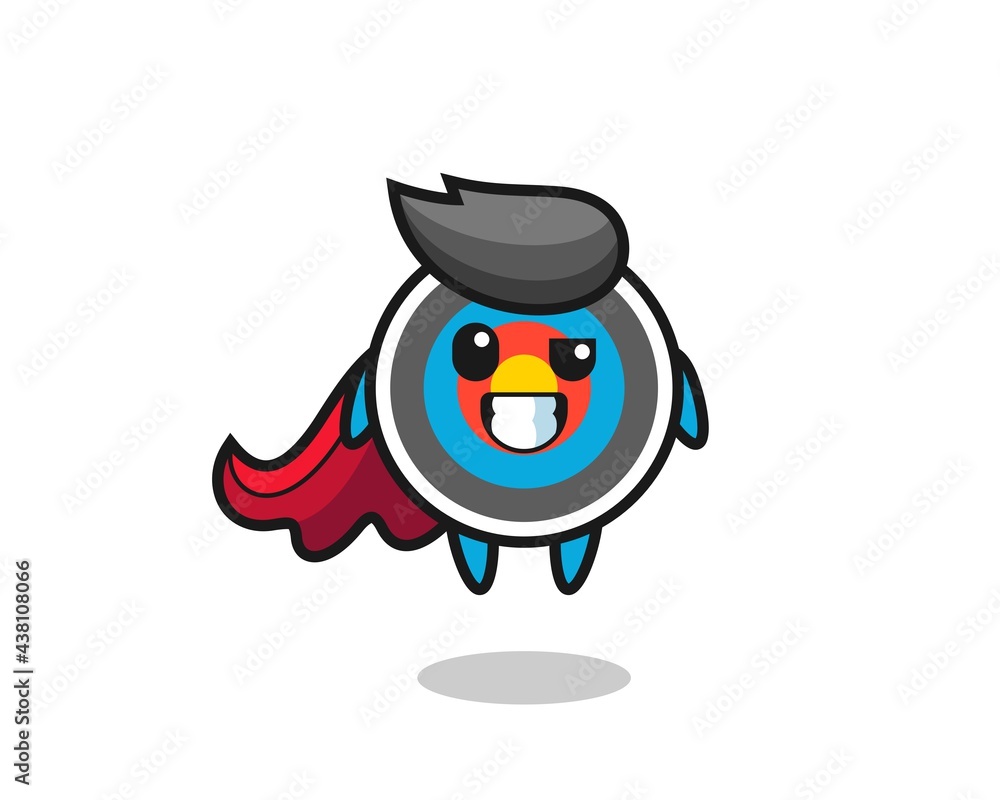 the cute target archery character as a flying superhero