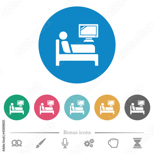 Hospital ward flat round icons