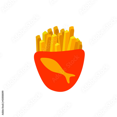 Vector fish and chips colorful icon isolated on white background.
