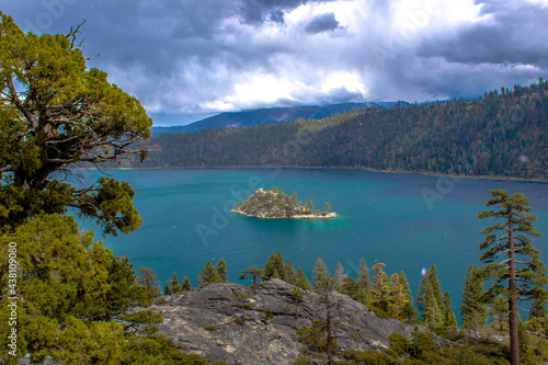 Beautiful view of island sitting in Lake Tahoe