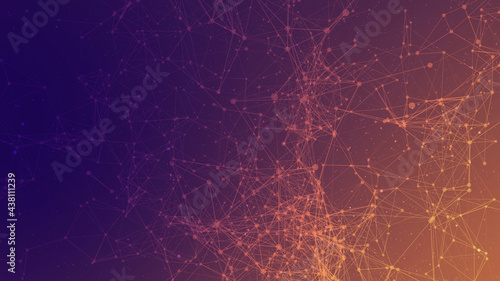 Abstract futuristic connecting dots and line with polygonal