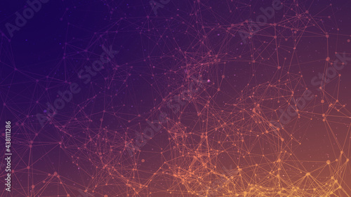 Billede på lærred Abstract futuristic connecting dots and line with polygonal