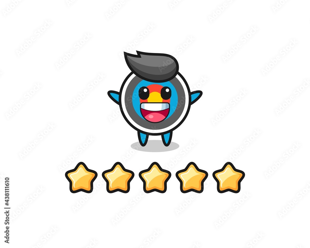 the illustration of customer best rating, target archery cute character with 5 stars