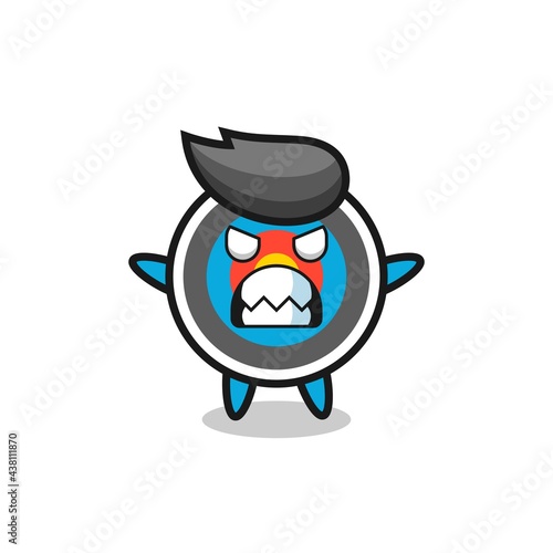 wrathful expression of the target archery mascot character