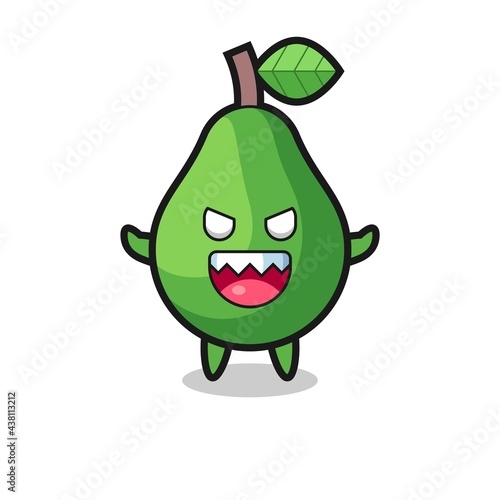 illustration of evil avocado mascot character