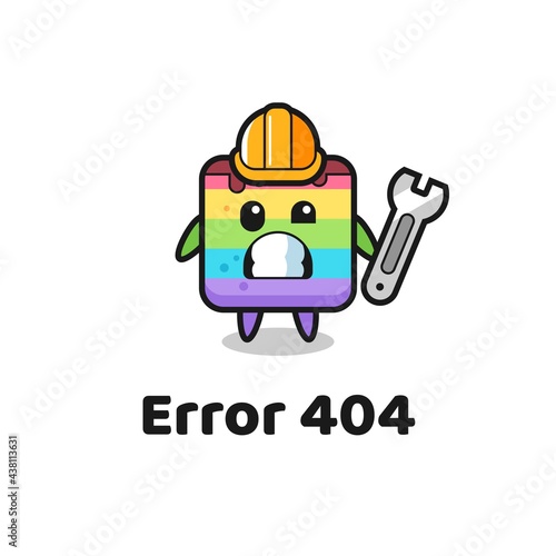error 404 with the cute rainbow cake mascot