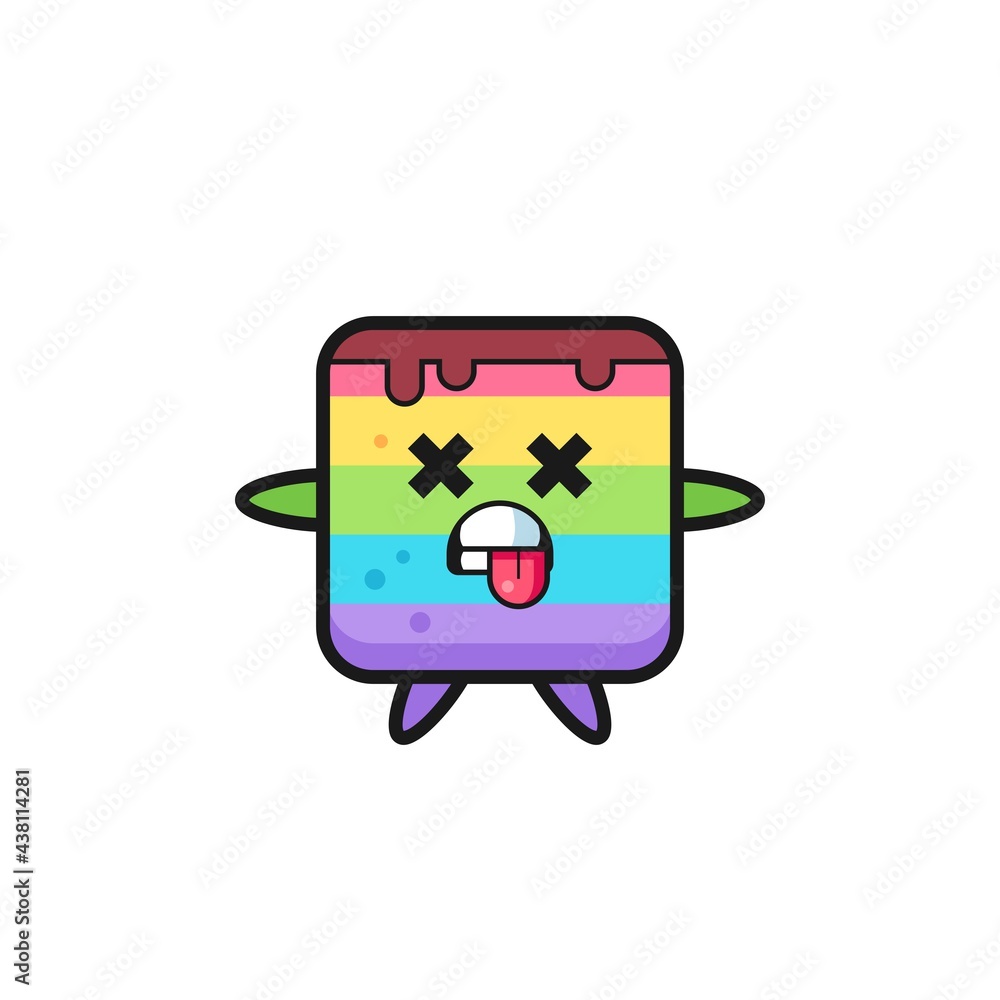character of the cute rainbow cake with dead pose character of the cute rainbow cake with dead pose