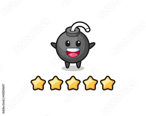 the illustration of customer best rating, bomb cute character with 5 stars