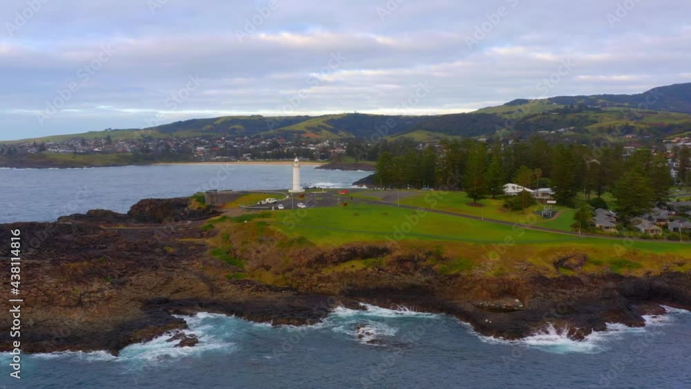 Scenic View Of Kiama Lighthouse In Sydney, NSW, Australia - aerial shot Scenic View Of Kiama Lighthouse In Sydney, NSW, Australia - aerial shot