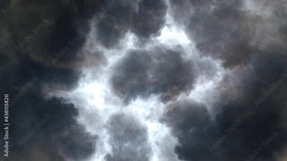 Storm And Shower With Lightning With Black Clouds And Wind. Storm And Shower With Lightning With Black Clouds And Wind.